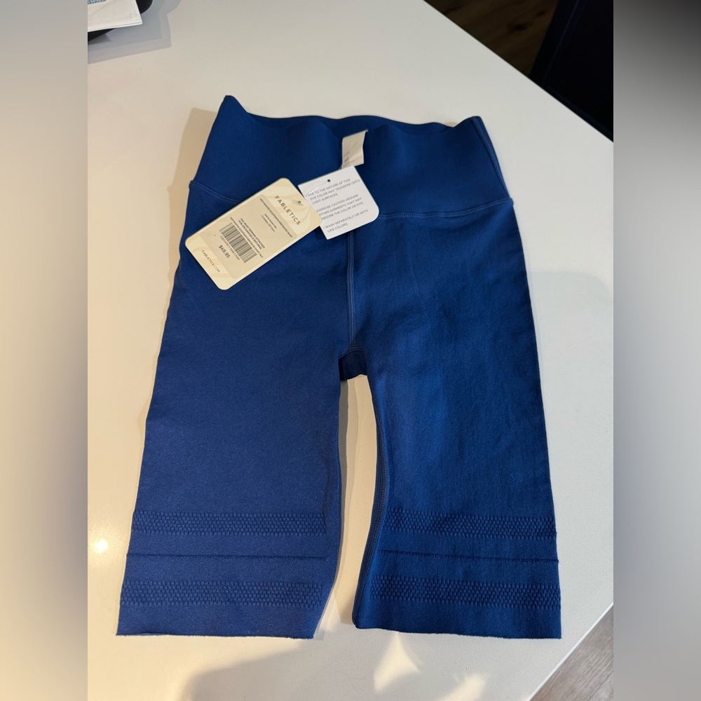 Blue High-Waisted Perforated Shorts‎